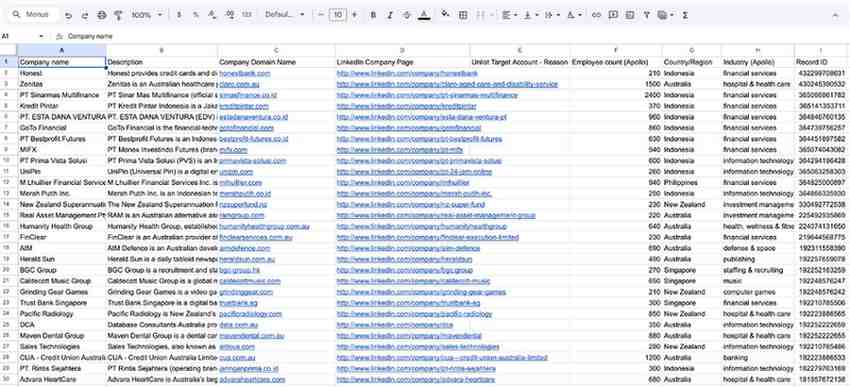 Google Sheets sample for Data Entry practice project